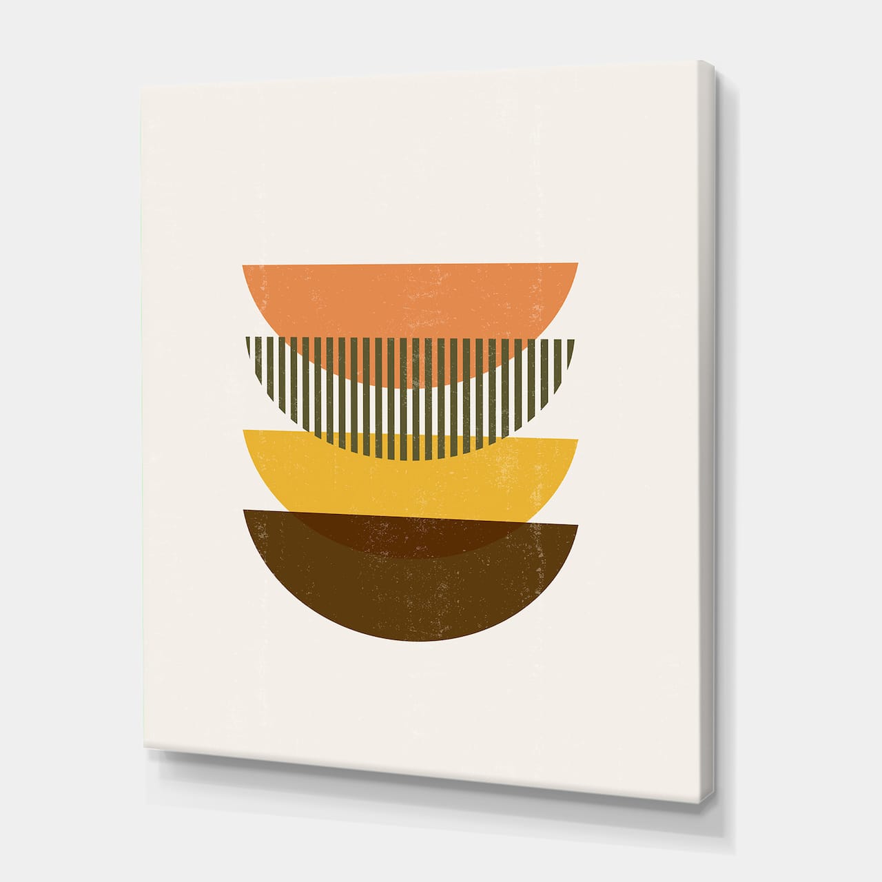 Designart - Abstract Geometric Half Moons In Earth Tones - Modern Canvas Wall Art Print